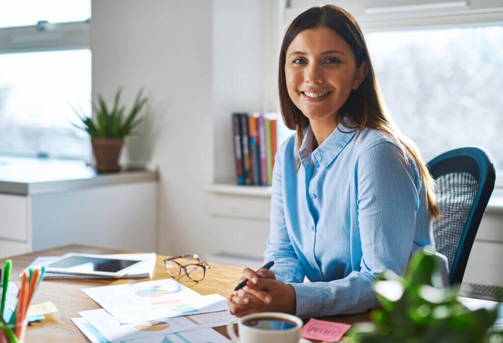 woman working on outbound marketing